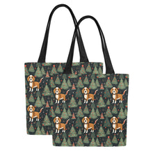 Load image into Gallery viewer, Beagle Holiday Charm Large Canvas Tote Bags - Set of 2-Accessories-Accessories, Bags, Beagle-Six Beagles-Set of 2-3
