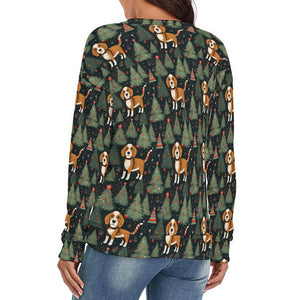 Beagle Holiday Charm Women's V-Neck Christmas Sweater-Apparel--4