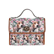Load image into Gallery viewer, Beagle in a Blossoming Garden of Pink and Green Shoulder Bag Purse-Accessories-Accessories, Bags, Beagle, Purse-One Size-6