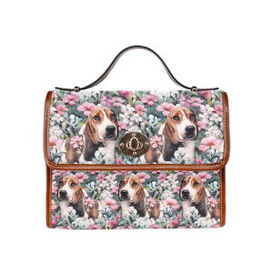 Beagle in a Blossoming Garden of Pink and Green Shoulder Bag Purse-Accessories-Accessories, Bags, Beagle, Purse-One Size-6