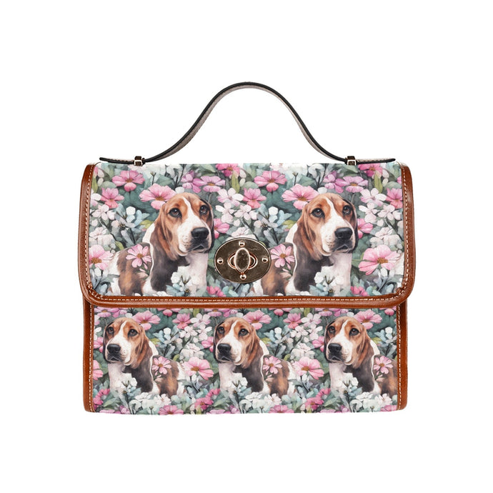 Beagle in a Blossoming Garden of Pink and Green Shoulder Bag Purse-Accessories-Accessories, Bags, Beagle, Purse-One Size-1