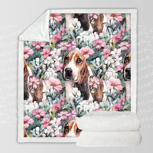 Beagle in a Blossoming Garden of Pink and Green Soft Warm Fleece Blanket-Blanket-Beagle, Blankets, Home Decor-10