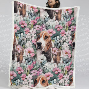Beagle in a Blossoming Garden of Pink and Green Soft Warm Fleece Blanket-Blanket-Beagle, Blankets, Home Decor-11