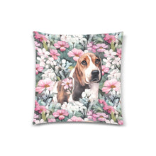 Load image into Gallery viewer, Beagle in a Blossoming Garden of Pink and Green Throw Pillow Cover-Cushion Cover-Beagle, Home Decor, Pillows-White1-ONESIZE-2