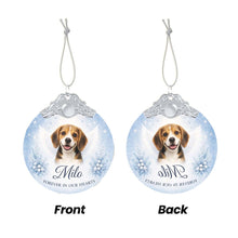 Load image into Gallery viewer, Beagle Ornament - Angel Dog Memorial Design - Personalized with Photo and Name-Christmas Ornament-Beagle,Christmas,Christmas Ornament,Personalize Artwork-5