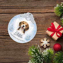 Load image into Gallery viewer, Beagle Ornament - Angel Dog Memorial Design - Personalized with Photo and Name-Christmas Ornament-Beagle,Christmas,Christmas Ornament,Personalize Artwork-7