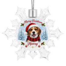 Load image into Gallery viewer, Beagle Ornament - Personalized Snowflake Shaped Christmas Snow Globe Design - with Name-Christmas Ornament-Beagle,Christmas,Personalize Artwork-4