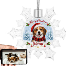 Load image into Gallery viewer, Beagle Ornament - Personalized Snowflake Shaped Christmas Snow Globe Design - with Name-Christmas Ornament-Beagle,Christmas,Personalize Artwork-1