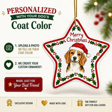 Load image into Gallery viewer, Beagle Ornament - Personalized Star Shaped Christmas Folk-Art Design-Christmas Ornament-Beagle,Christmas,Personalize Artwork-2