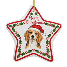 Load image into Gallery viewer, Beagle Ornament - Personalized Star Shaped Christmas Folk-Art Design-Christmas Ornament-Beagle,Christmas,Personalize Artwork-3