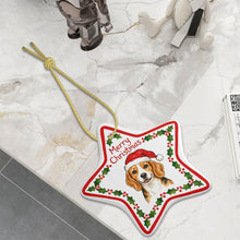 Load image into Gallery viewer, Beagle Ornament - Personalized Star Shaped Christmas Folk-Art Design-Christmas Ornament-Beagle,Christmas,Personalize Artwork-4