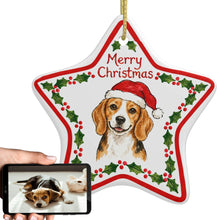 Load image into Gallery viewer, Beagle Ornament - Personalized Star Shaped Christmas Folk-Art Design-Christmas Ornament-Beagle,Christmas,Personalize Artwork-1