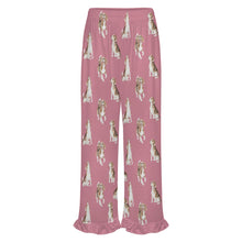 Load image into Gallery viewer, Beagle Pajama Pants for Women - Ruffle Hem Design - Watercolor Beagle Delight-Pajamas-Apparel,Beagle,Dog Mom Gifts,Pajamas-13