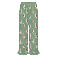 Load image into Gallery viewer, Beagle Pajama Pants for Women - Ruffle Hem Design - Watercolor Beagle Delight-Pajamas-Apparel,Beagle,Dog Mom Gifts,Pajamas-18