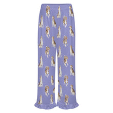Load image into Gallery viewer, Beagle Pajama Pants for Women - Ruffle Hem Design - Watercolor Beagle Delight-Pajamas-Apparel,Beagle,Dog Mom Gifts,Pajamas-22