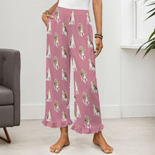 Load image into Gallery viewer, Beagle Pajama Pants for Women - Ruffle Hem Design - Watercolor Beagle Delight-Pajamas-Apparel,Beagle,Dog Mom Gifts,Pajamas-12