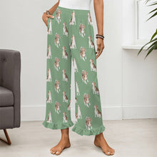 Load image into Gallery viewer, Beagle Pajama Pants for Women - Ruffle Hem Design - Watercolor Beagle Delight-Pajamas-Apparel,Beagle,Dog Mom Gifts,Pajamas-17