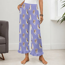 Load image into Gallery viewer, Beagle Pajama Pants for Women - Ruffle Hem Design - Watercolor Beagle Delight-Pajamas-Apparel,Beagle,Dog Mom Gifts,Pajamas-21