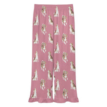 Load image into Gallery viewer, Beagle Pajama Pants for Women - Ruffle Hem Design - Watercolor Beagle Delight-Pajamas-Apparel,Beagle,Dog Mom Gifts,Pajamas-10