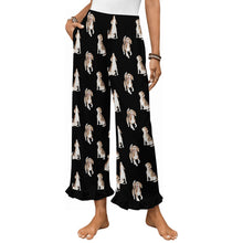 Load image into Gallery viewer, Beagle Pajama Pants for Women - Ruffle Hem Design - Watercolor Beagle Delight-Pajamas-Apparel,Beagle,Dog Mom Gifts,Pajamas-Black-S-2