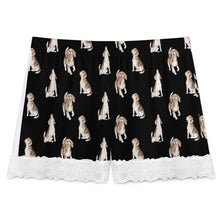Load image into Gallery viewer, Beagle Shorts for Women - Lace Trim Design - Watercolor Beagle Delight-Pajamas-Apparel,Beagle,Dog Mom Gifts,Pajamas-20