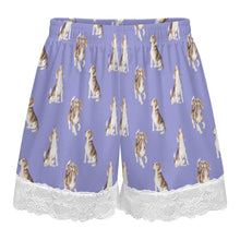 Load image into Gallery viewer, Beagle Shorts for Women - Lace Trim Design - Watercolor Beagle Delight-Pajamas-Apparel,Beagle,Dog Mom Gifts,Pajamas-5
