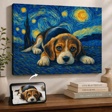 Load image into Gallery viewer, Photo of starry night inspired Beagle wall art