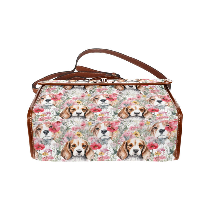 Beagles in a Blossom Wonderland Shoulder Bag Purse-Accessories-Accessories, Bags, Beagle, Purse-Black5-ONE SIZE-3
