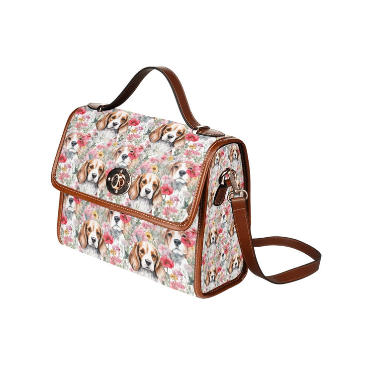 Beagles in a Blossom Wonderland Shoulder Bag Purse-Accessories-Accessories, Bags, Beagle, Purse-Black5-ONE SIZE-4