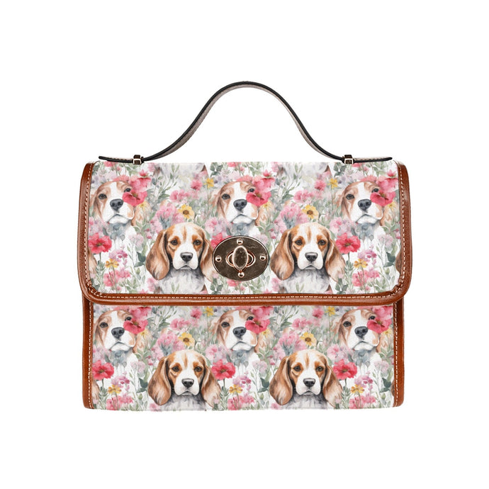 Beagles in a Blossom Wonderland Shoulder Bag Purse-Accessories-Accessories, Bags, Beagle, Purse-Black5-ONE SIZE-1