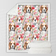Load image into Gallery viewer, Beagles in a Blossom Wonderland Soft Warm Fleece Blanket-Blanket-Beagle, Blankets, Home Decor-10