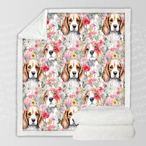 Beagles in a Blossom Wonderland Soft Warm Fleece Blanket-Blanket-Beagle, Blankets, Home Decor-10