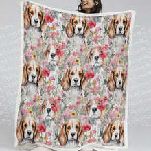 Load image into Gallery viewer, Beagles in a Blossom Wonderland Soft Warm Fleece Blanket-Blanket-Beagle, Blankets, Home Decor-11