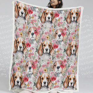 Beagles in a Blossom Wonderland Soft Warm Fleece Blanket-Blanket-Beagle, Blankets, Home Decor-11