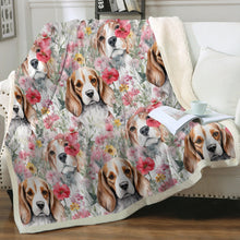 Load image into Gallery viewer, Beagles in a Blossom Wonderland Soft Warm Fleece Blanket-Blanket-Beagle, Blankets, Home Decor-Small-1