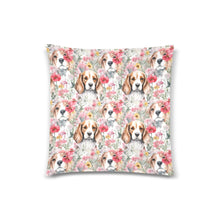 Load image into Gallery viewer, Beagles in a Blossom Wonderland Throw Pillow Cover-Cushion Cover-Beagle, Home Decor, Pillows-White5-ONESIZE-2