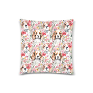 Beagles in a Blossom Wonderland Throw Pillow Cover-Cushion Cover-Beagle, Home Decor, Pillows-White5-ONESIZE-2