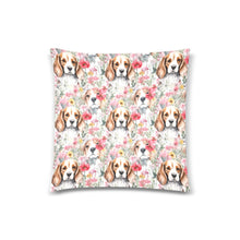 Load image into Gallery viewer, Beagles in a Blossom Wonderland Throw Pillow Cover-Cushion Cover-Beagle, Home Decor, Pillows-White5-ONESIZE-1