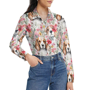 Beagles in a Blossom Wonderland Women's Shirt-2