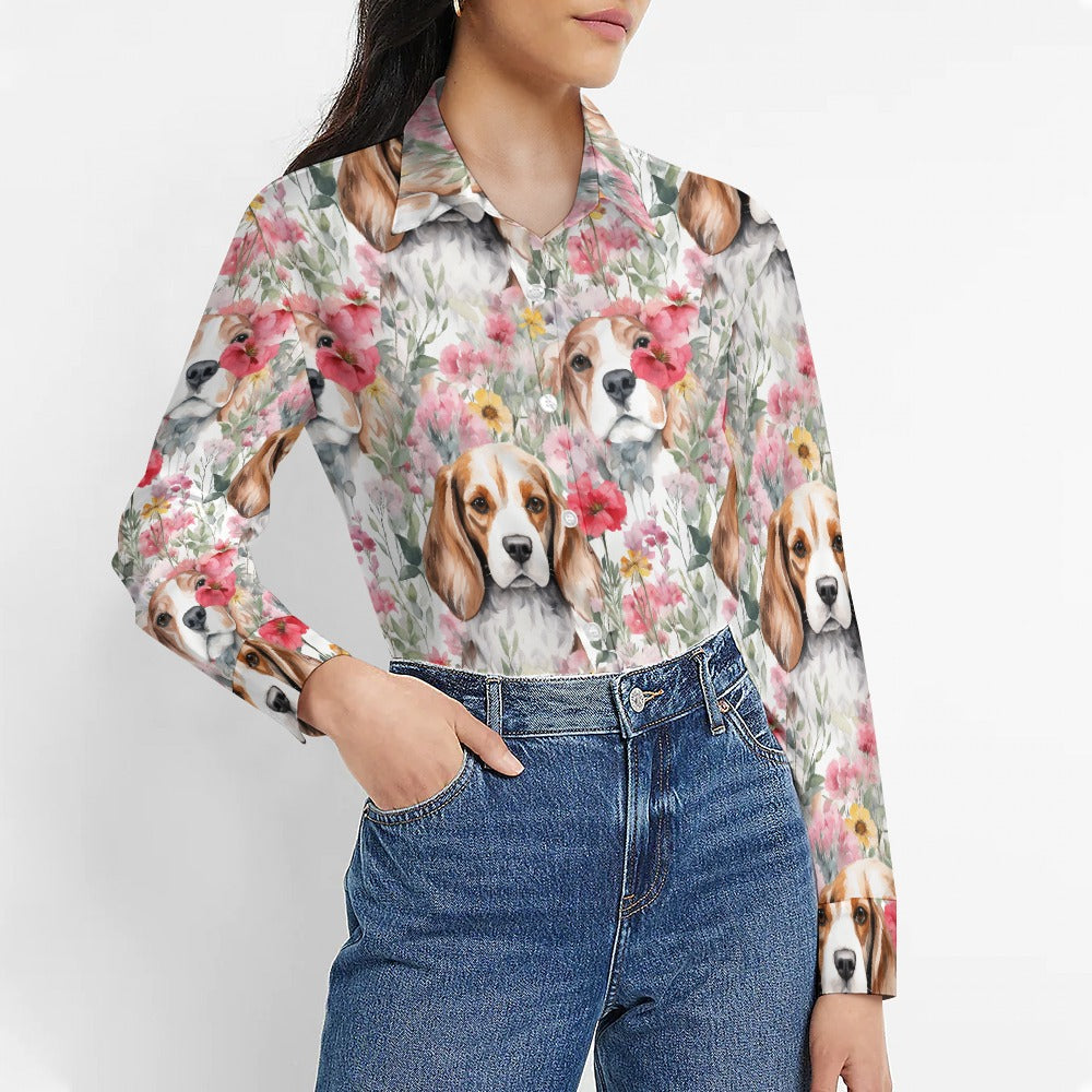 Beagles in a Blossom Wonderland Women's Shirt-5