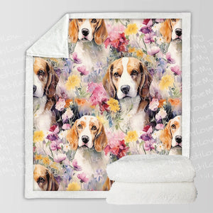 Beagles in a Whimsical Watercolor Wonderland Soft Warm Fleece Blanket-Blanket-Beagle, Blankets, Home Decor-10