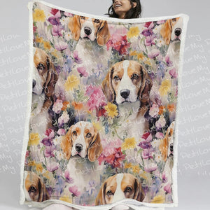 Beagles in a Whimsical Watercolor Wonderland Soft Warm Fleece Blanket-Blanket-Beagle, Blankets, Home Decor-11