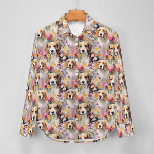 Beagles in a Whimsical Watercolor Wonderland Women's Shirt-6