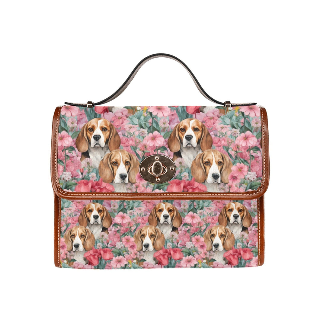 Beagles in Botanical Bliss Shoulder Bag Purse-Accessories-Accessories, Bags, Beagle, Purse-One Size-1