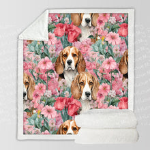 Load image into Gallery viewer, Beagles in Botanical Bliss Soft Warm Fleece Blanket-Blanket-Beagle, Blankets, Home Decor-10