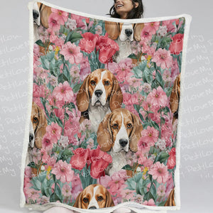 Beagles in Botanical Bliss Soft Warm Fleece Blanket-Blanket-Beagle, Blankets, Home Decor-11