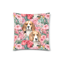 Load image into Gallery viewer, Beagles in Botanical Bliss Throw Pillow Cover-Cushion Cover-Beagle, Home Decor, Pillows-White-ONESIZE-1