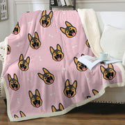 Beaming German Shepherd Love Soft Warm Fleece Blanket-Blanket-Blankets, German Shepherd, Home Decor-11