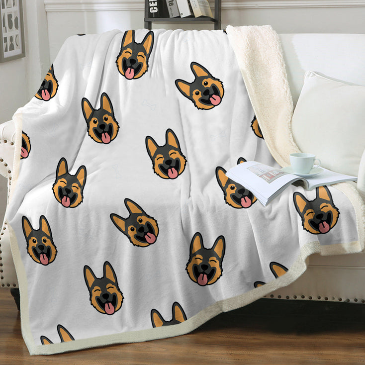 Beaming German Shepherd Love Soft Warm Fleece Blanket-Blanket-Blankets, German Shepherd, Home Decor-13