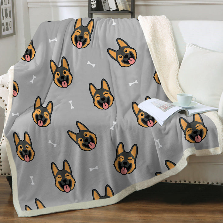 Beaming German Shepherd Love Soft Warm Fleece Blanket-Blanket-Blankets, German Shepherd, Home Decor-14